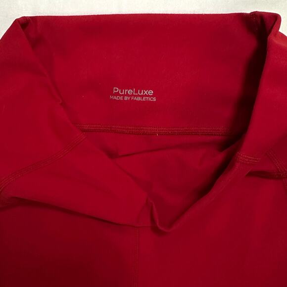 Fabletics PureLuxe Red Leggings 7/8 with Pockets, High Waisted, Size M/8 - Picture 3 of 10